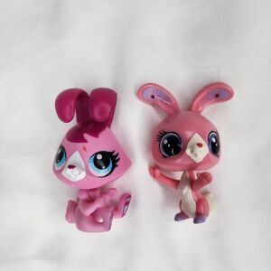 littlest pet shop Pink Bunny Rabbit #3195 And Pink Bunny Ross Rabbit #3800